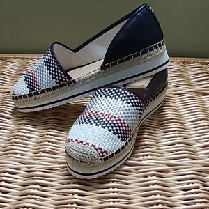 Red, white and blue shoes